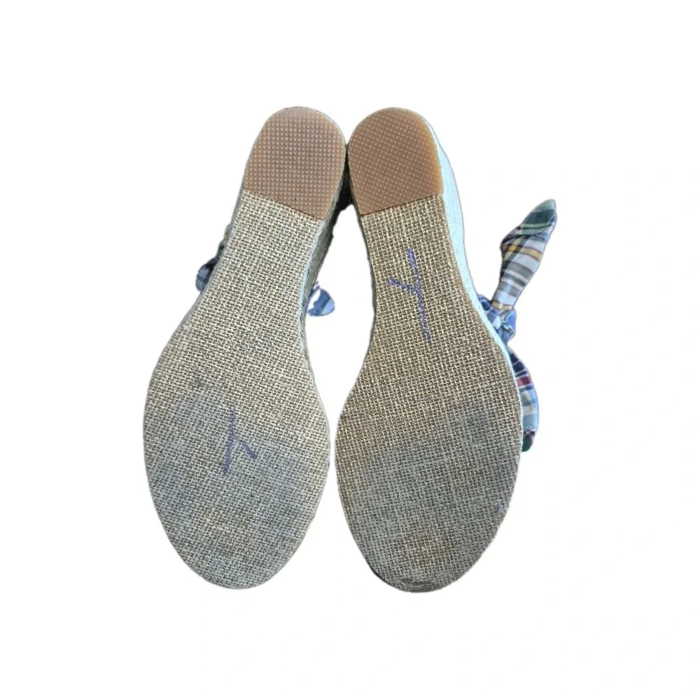 Tommy Hilfiger Womens Espadrille Wedge Sandals Plaid‎ Ankle Tie Open Toe Size 9M
